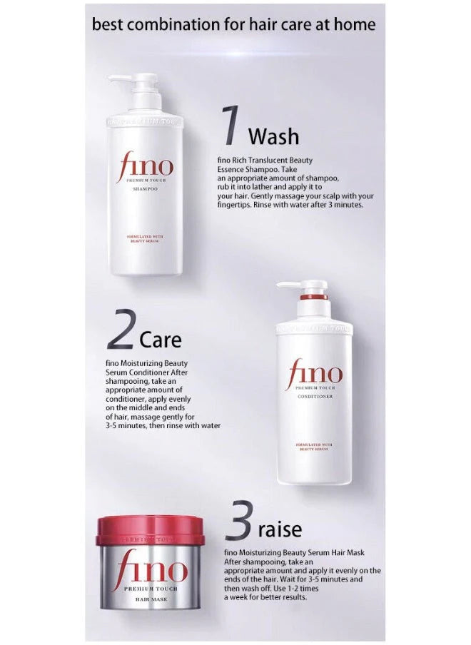 Fino Premium Touch Complete Hair Care Set (Shampoo + Conditioner + Treatment Mask + Oil)