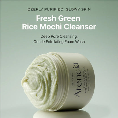 Arencia Fresh Green Rice Mochi Cleanser – Gentle Brightening Face Wash 120g