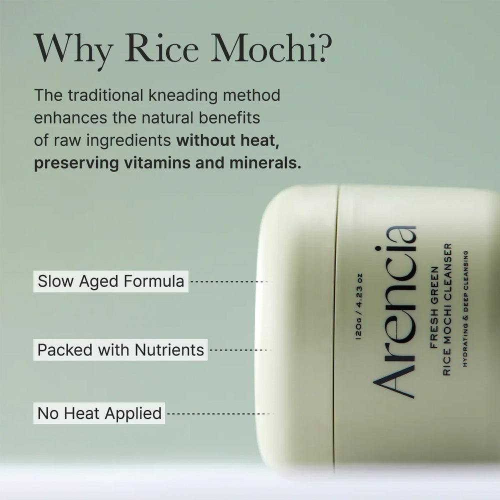 Arencia Fresh Green Rice Mochi Cleanser – Gentle Brightening Face Wash 120g