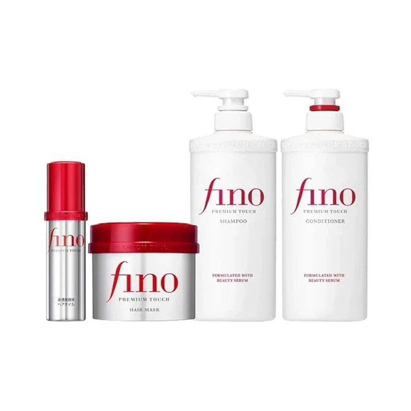 Fino Premium Touch Complete Hair Care Set (Shampoo + Conditioner + Treatment Mask + Oil)
