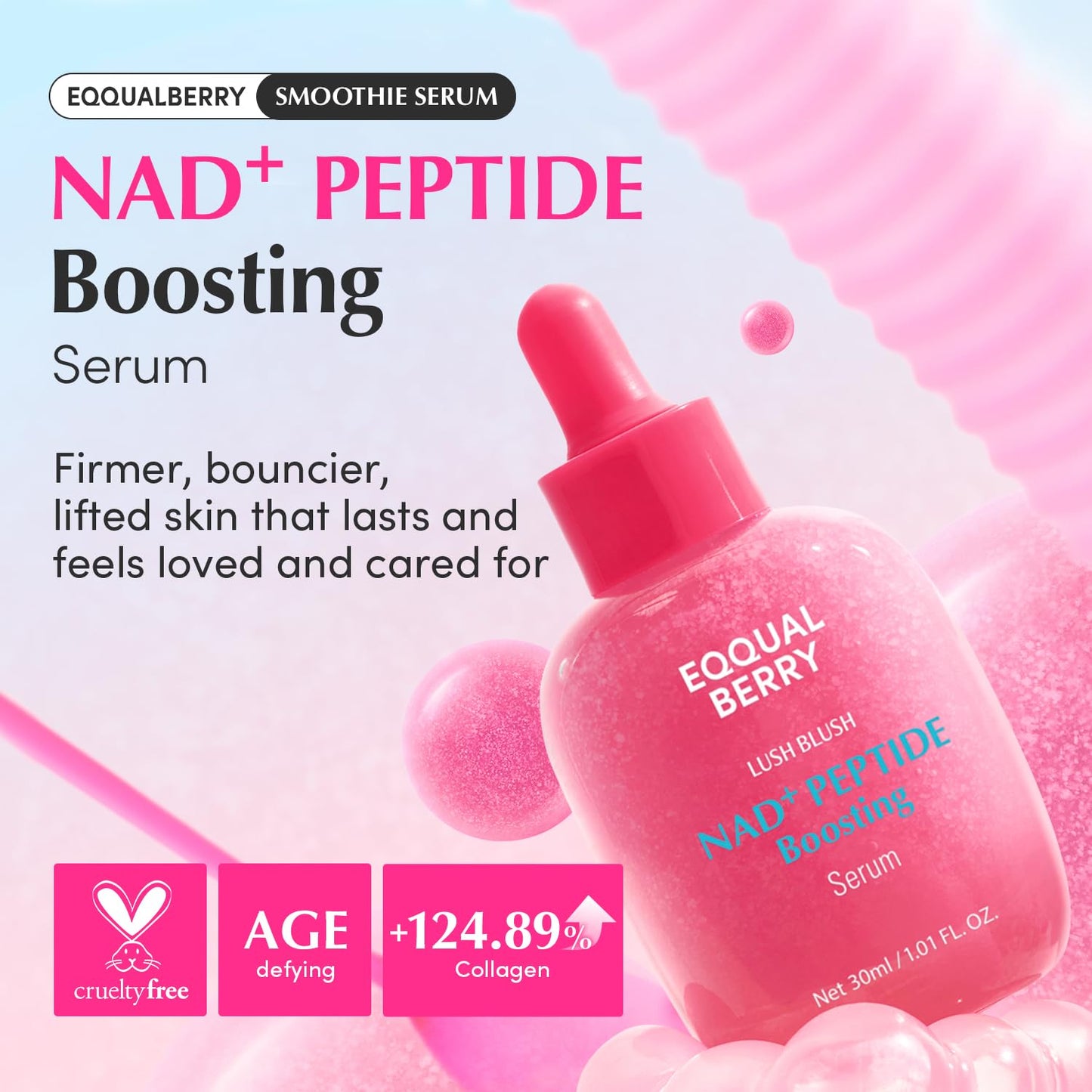Eqqualberry NAD+ Peptide Boosting Smoothie Serum – Firming & Revitalising 30ml