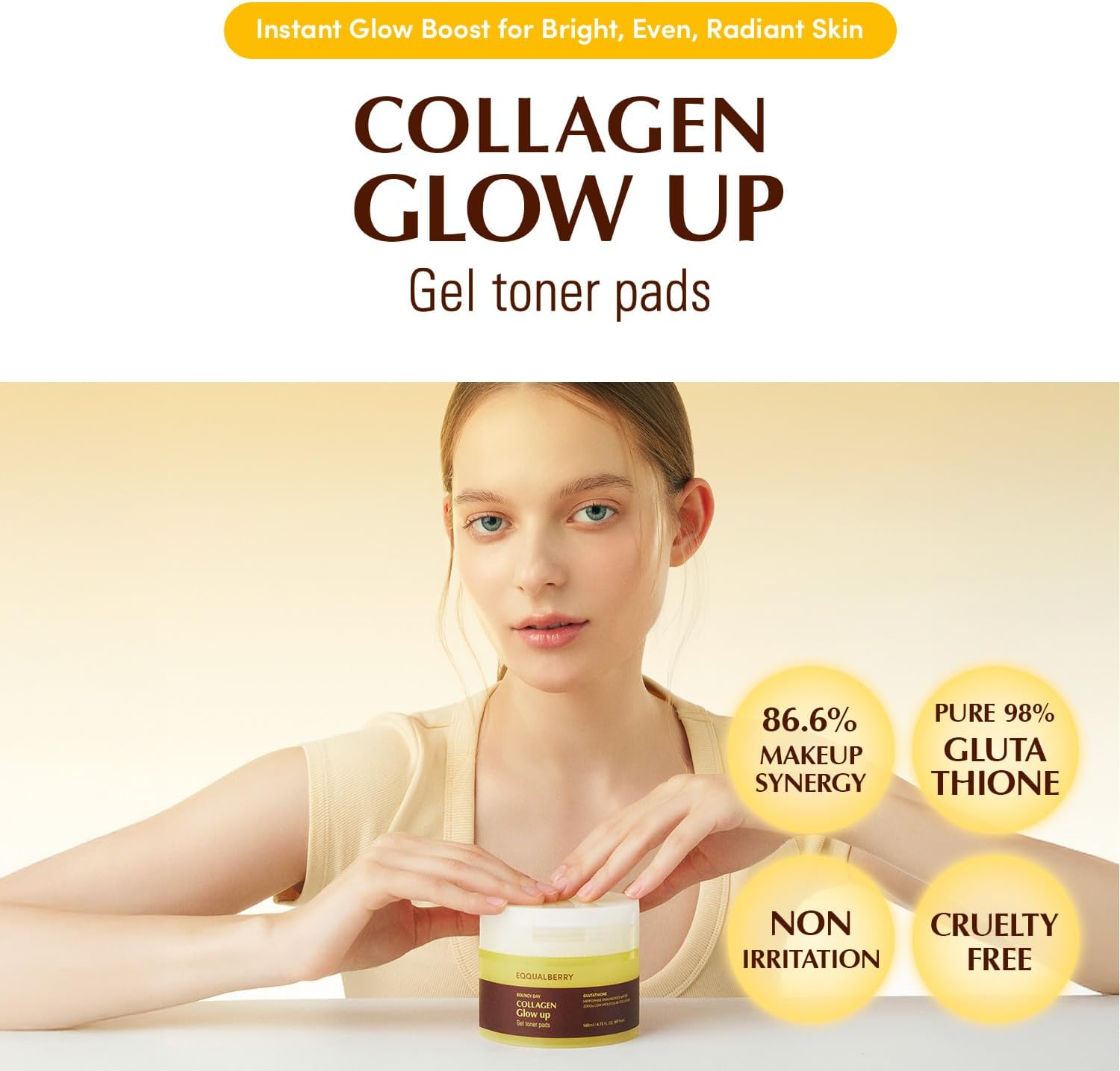 Eqqualberry Collagen Glow Up Gel Toner Pads (60ea) – Firming & Brightening Care