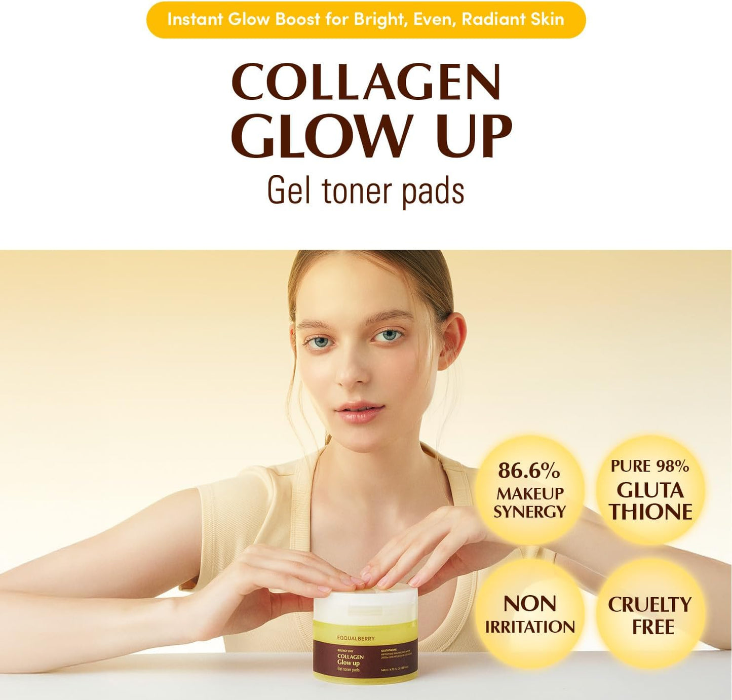 Eqqualberry Collagen Glow Up Gel Toner Pads (60ea) – Firming & Brightening Care