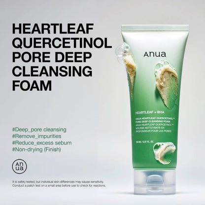 Anua Heartleaf Quercetinol Pore Deep Cleansing Foam – Purifying & Soothing 150ml