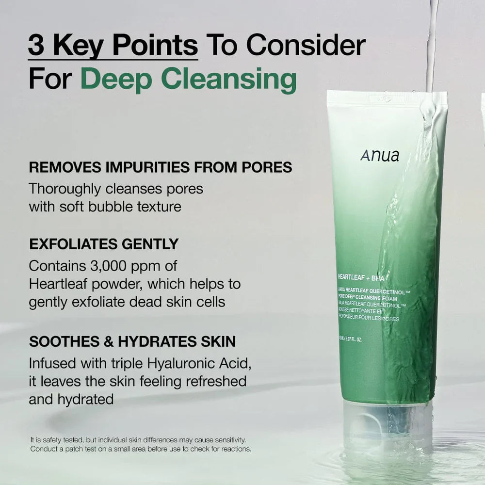 Anua Heartleaf Quercetinol Pore Deep Cleansing Foam – Purifying & Soothing 150ml