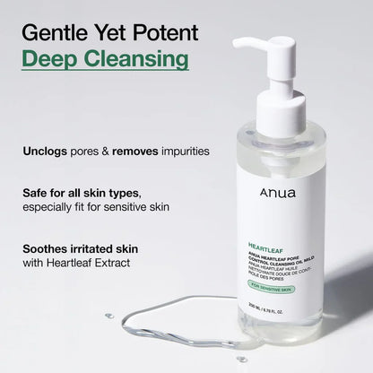 Anua Heartleaf Pore Control Cleansing Oil Mild – Gentle Makeup Remover 200ml
