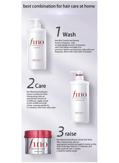 Fino Premium Touch Complete Hair Care Set (Shampoo + Conditioner + Treatment Mask + Oil)
